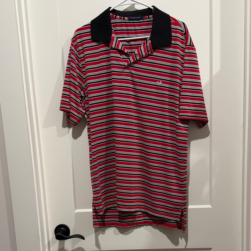 Southern Marsh Red and Black Striped Polo